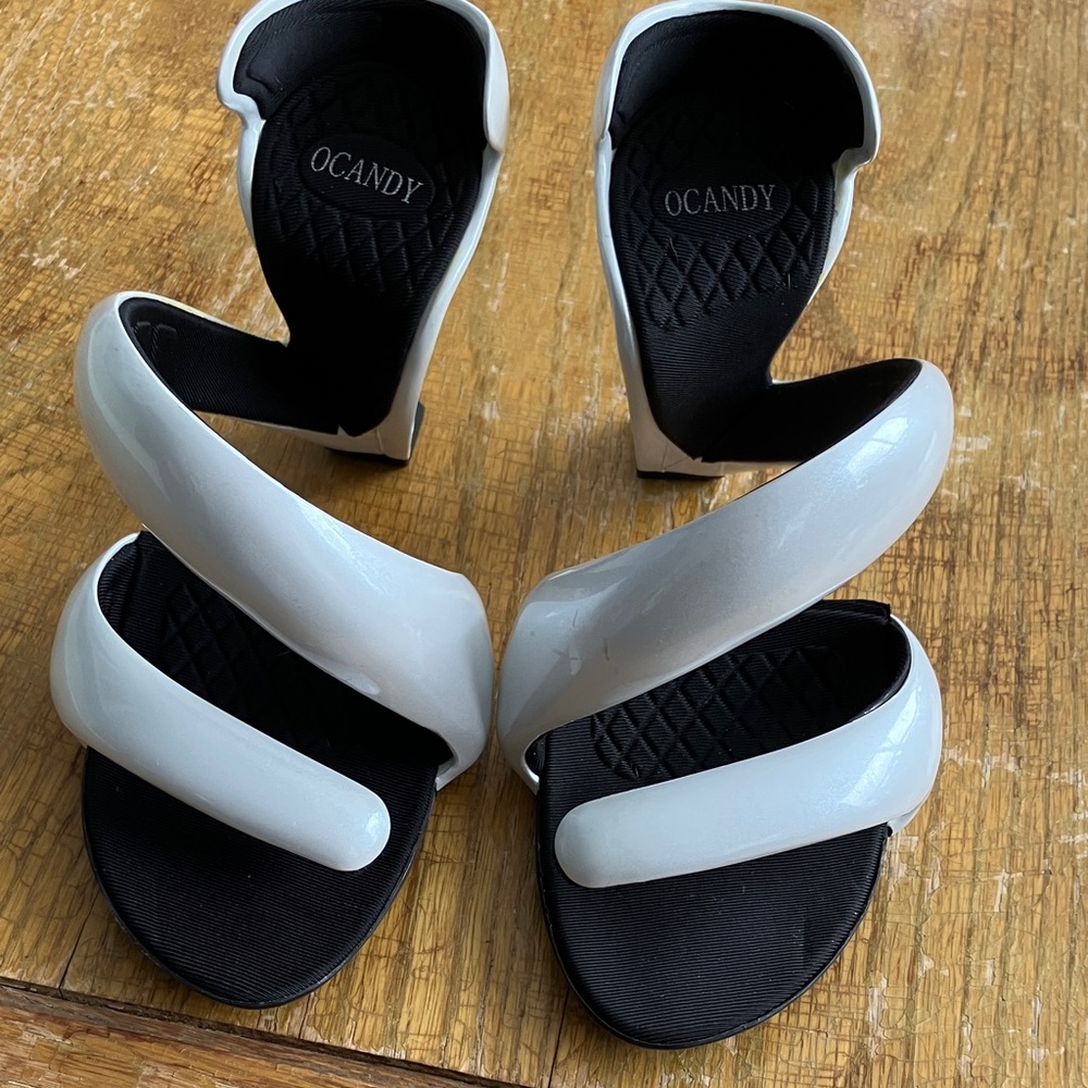 OCANDY Elegant Black and White Heels